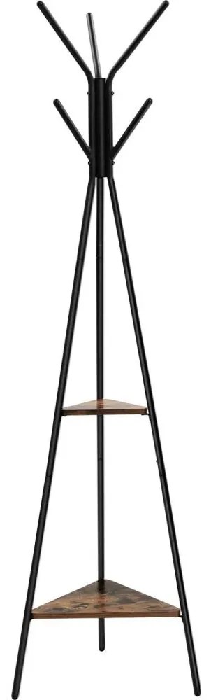 Стойка за дрехи LINEA, черно/кафяво