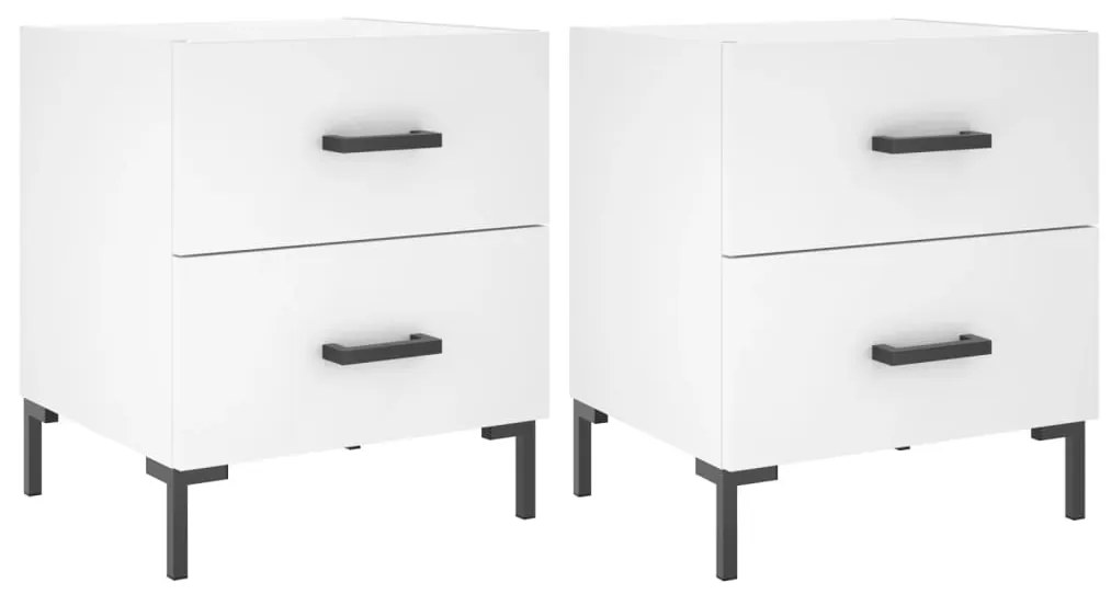 827309 vidaXL Нощни шкафчета, 2 бр, бели, 40x35x47,5 см, инженерно дърво
