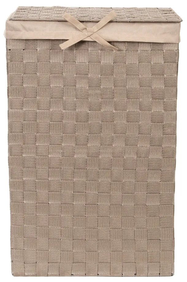 Кафяв кош за пране с капак Кош за пране Linen, височина 60 cm - Compactor