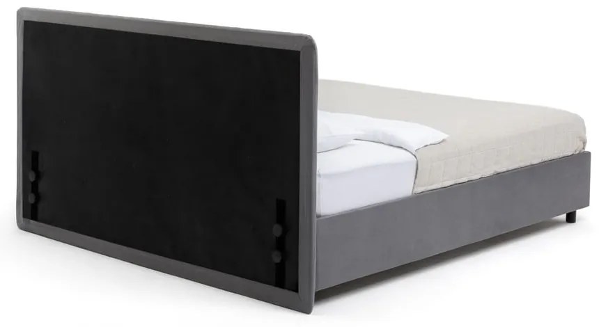 Сиво тапицирано двойно легло с място за съхранение и включена подматрачна рамка 160x200 cm Myra Slim Line – Bonami Selection