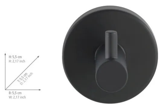 Матово черно самозалепваща кука от неръждаема стомана Bosio – Wenko