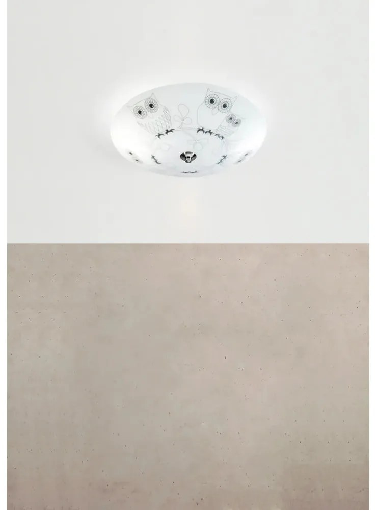 Бяла детска лампа за таван със стъклен абажур ø 39 cm Ugglarp – Markslöjd