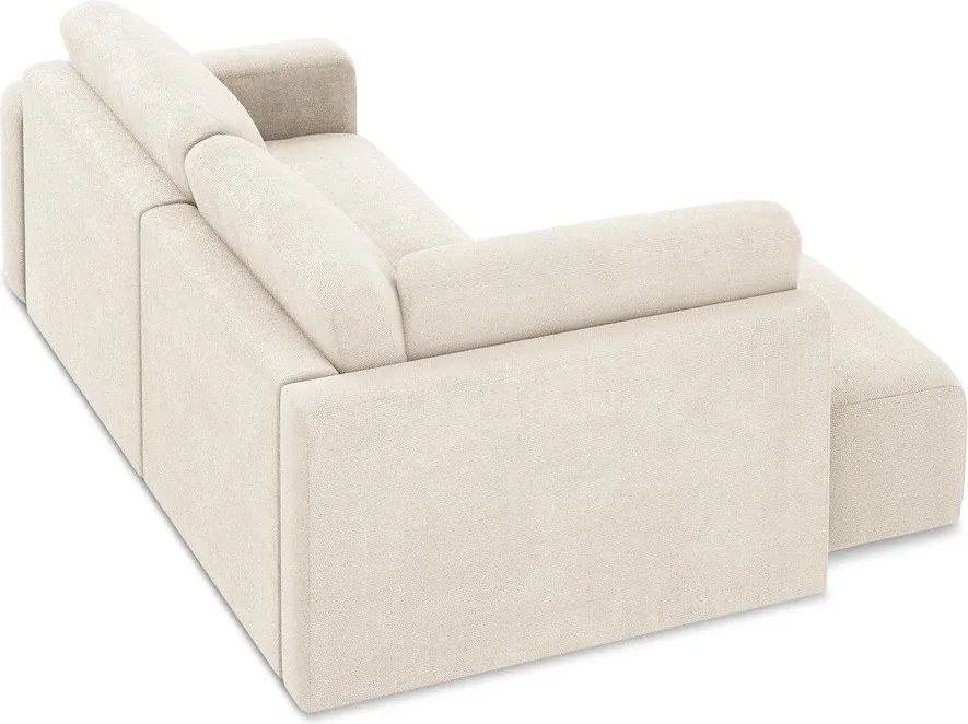 Кремав шенилов сгъваем/с място за съхранение ъглов диван (ляв ъгъл/L форма) Kona – Makamii