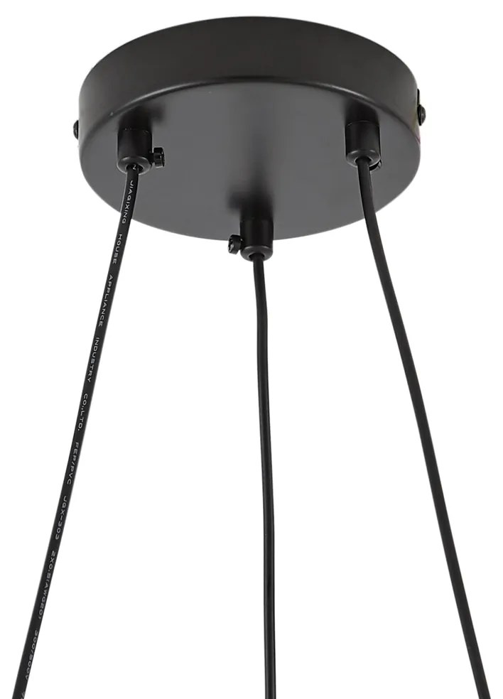 Висяща лампа черна с опушено и кехлибарено стъкло кръгла 8-лампи - Monaco