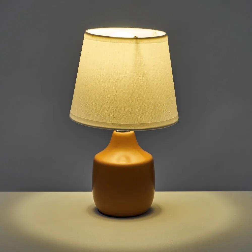 Бяло-кафява керамична настолна лампа с текстилен абажур (височина 24 cm) - Casa Selección