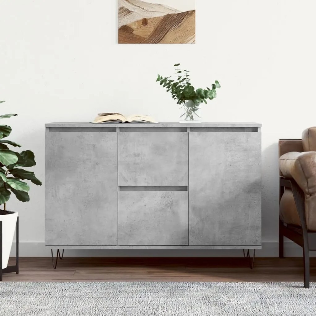 827208 vidaXL Сайдборд, бетонно сив, 104x35x70 см, инженерно дърво