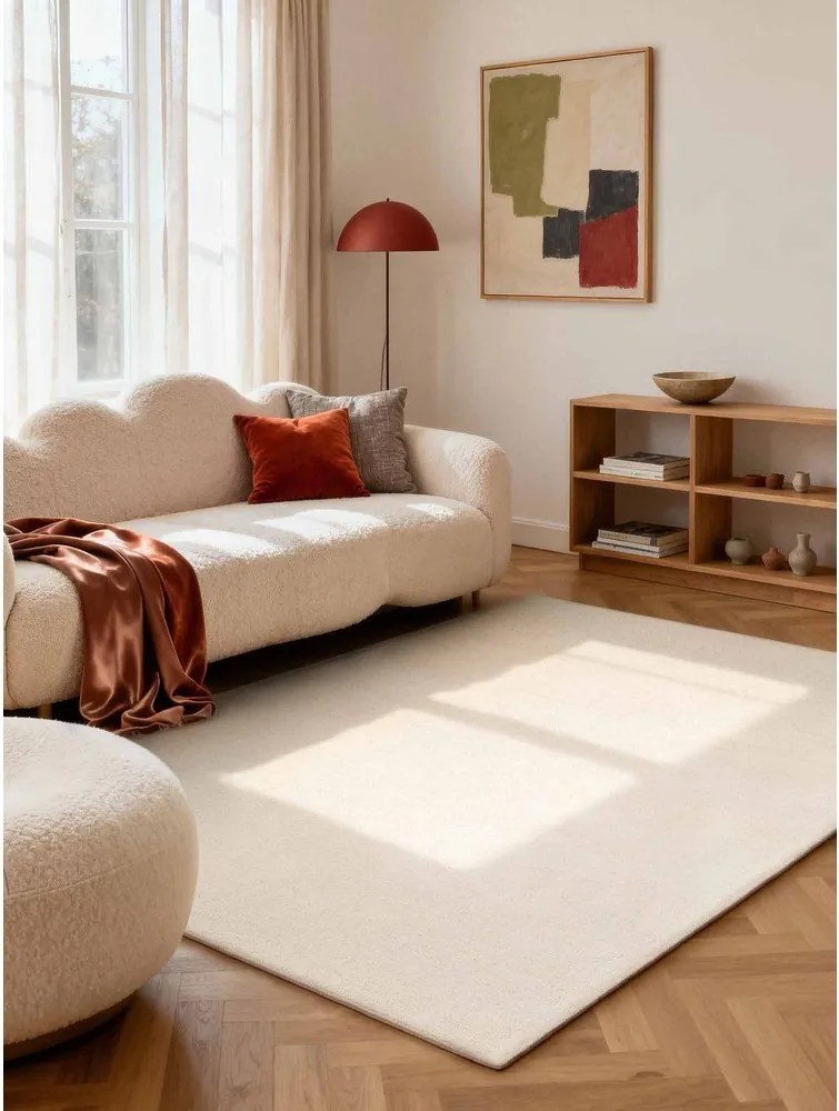 Кремав ръчно изработен вълнен килим 200x290 cm Puristic Knots – Elle Decoration