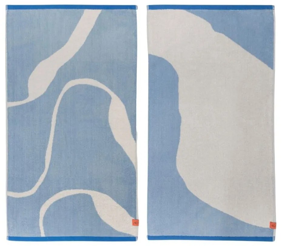 Бело-сини кърпи в комплект от 2 бр. от органичен памук 50x90 cm Nova Arte - Mette Ditmer Denmark