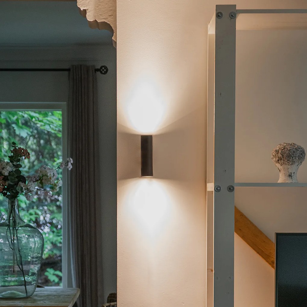 Модерна интелигентна стенна лампа черна с 2 Wifi GU10 - Jeana