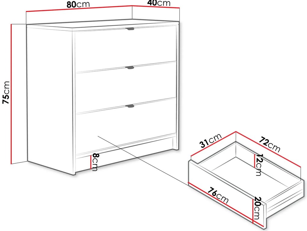 Скрин с чекмеджета Tireno 3SZ-Mpez