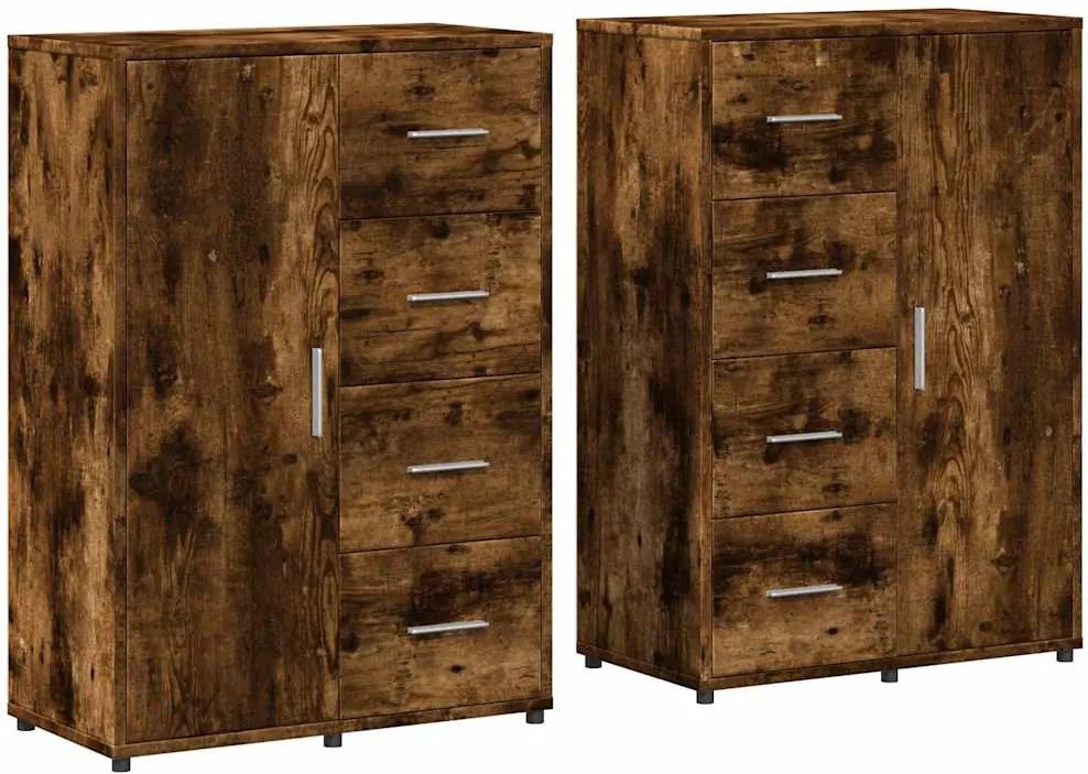 3276592 vidaXL Сайдборди, 2 бр, опушен дъб, 60x31x84 см, инженерно дърво