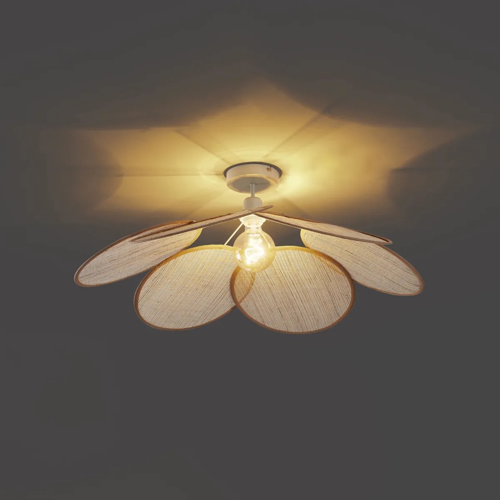 Japandi Плафон Кремав с Ленен Абажур - Aisha