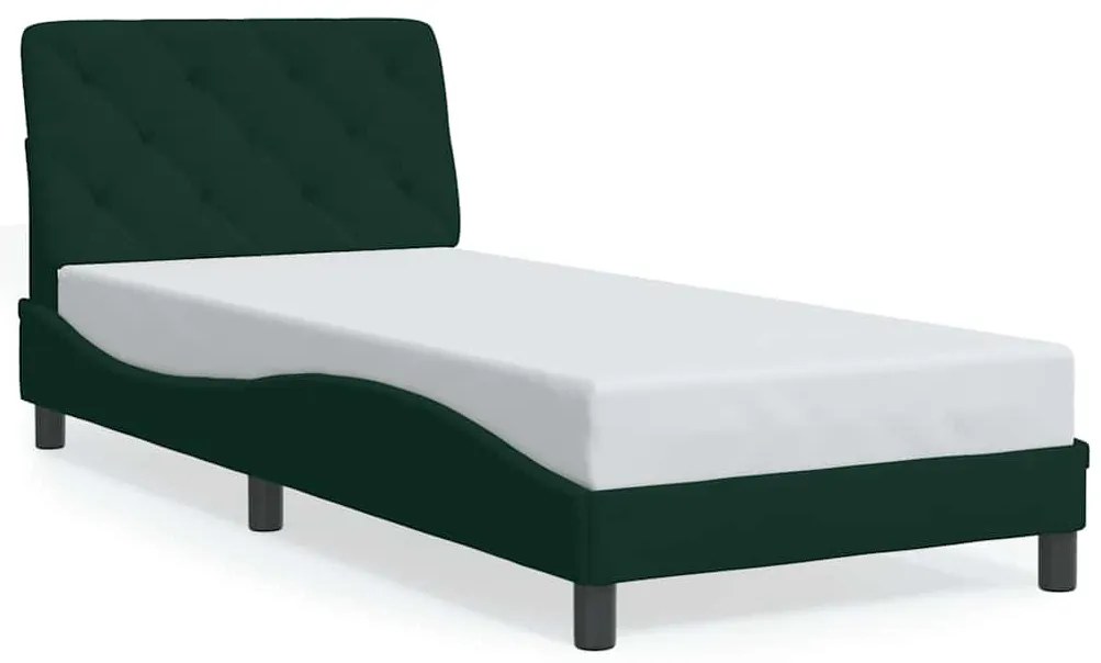 3207902 vidaXL Рамка за легло без матрак, тъмнозелена, 90x200 см, кадифе