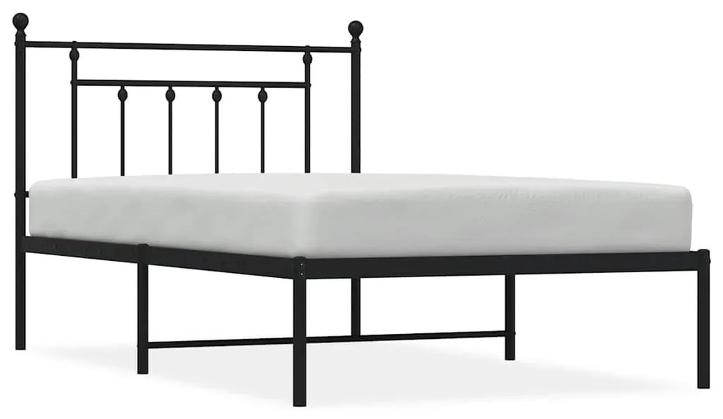353532 vidaXL Метална рамка за легло с горна табла, черна, 100x200 см
