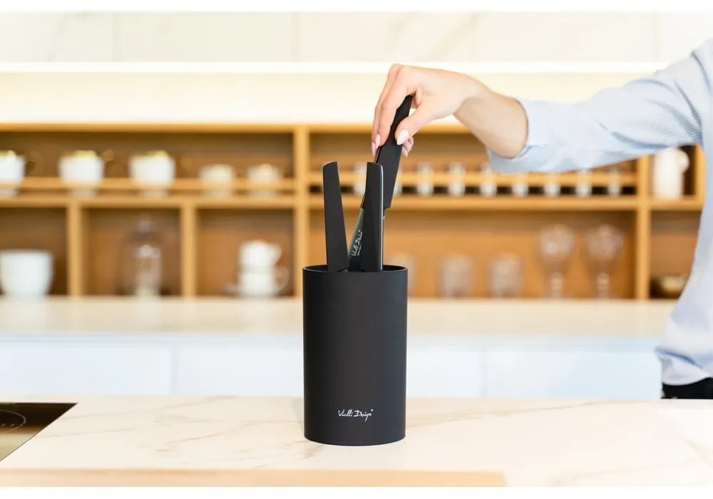 Универсален черен блок за ножове - Vialli Design