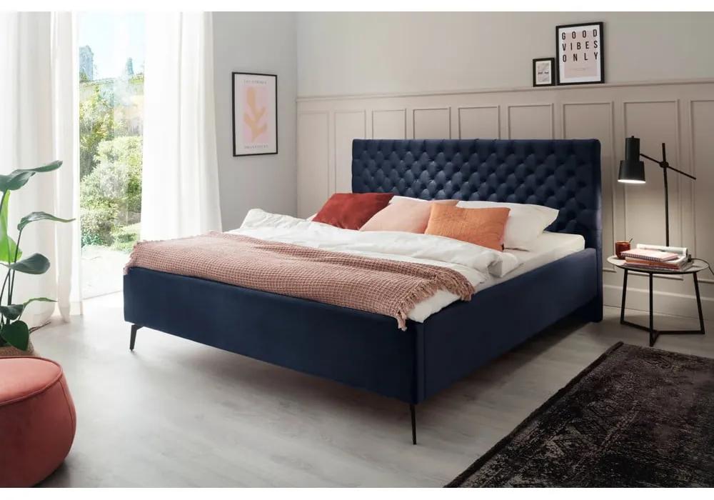 Тъмносиньо двойно легло с решетка и място за съхранение , 180 x 200 cm La Maison - Meise Möbel