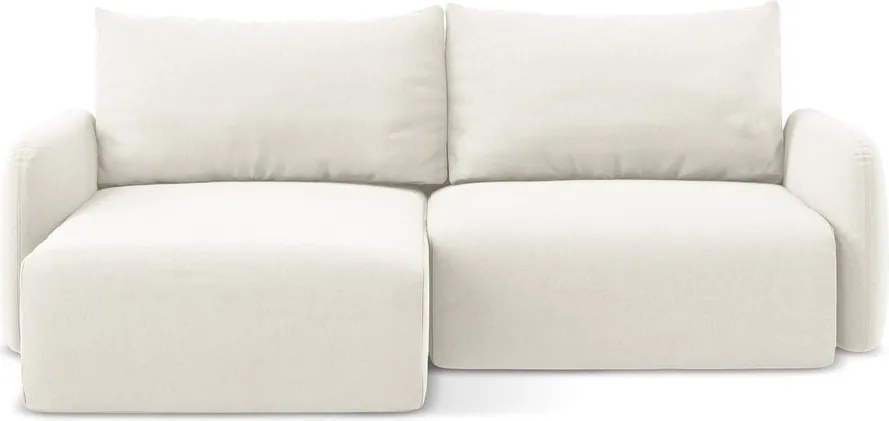 Кремав кадифен сгъваем/с място за съхранение ъглов диван (ляв ъгъл) Kalena – Makamii