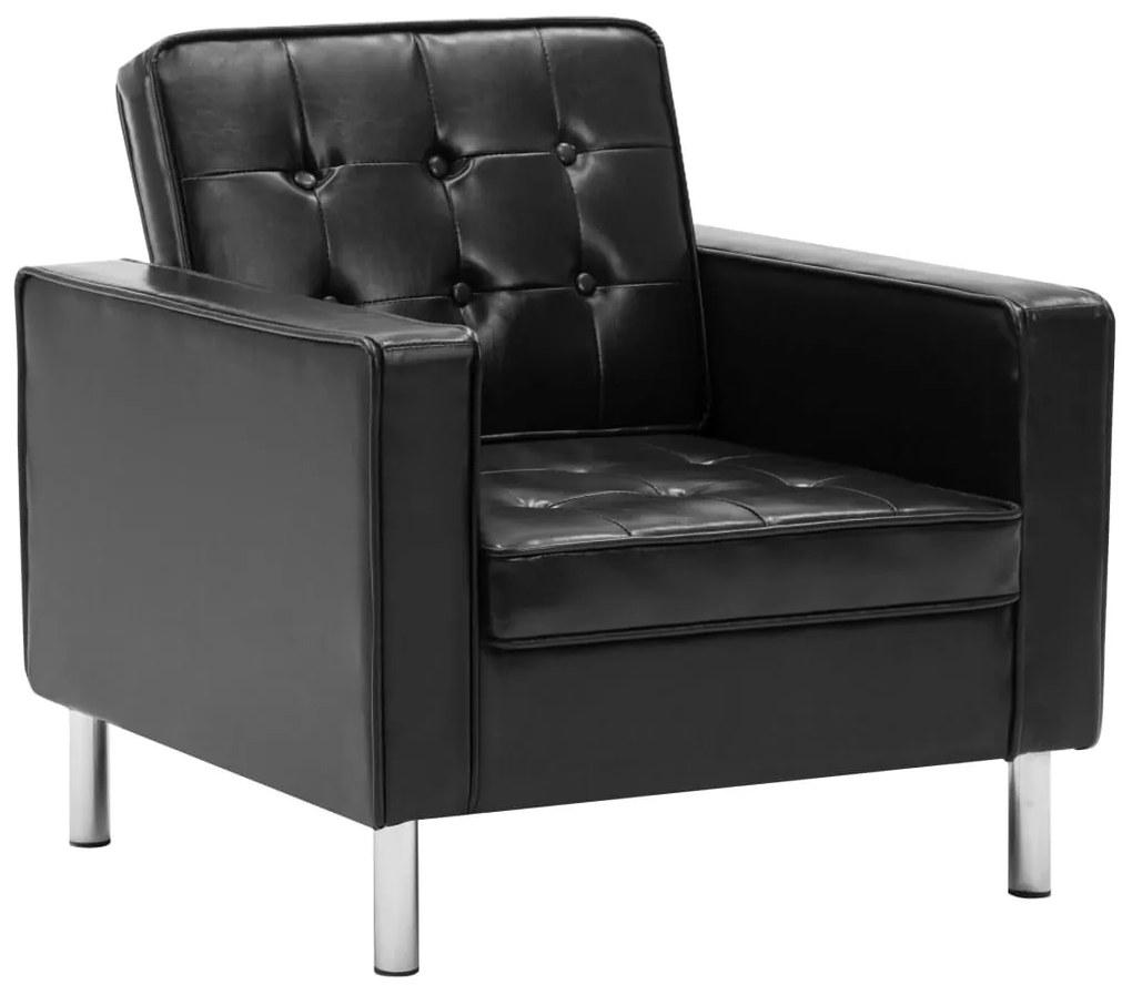 247018 vidaXL Фотьойл, черен, 75x70x75 см, изкуствена кожа