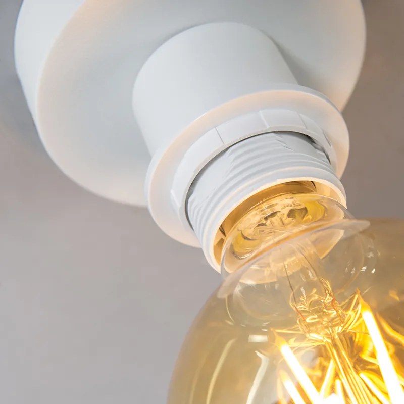 Модерна таванна лампа матово бяла с черен абажур 45 см - Combi