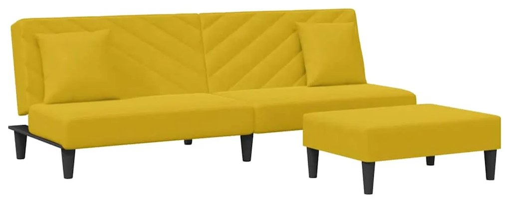 3216266 vidaXL Комплект дивани от 2 части с възглавници, жълт, кадифе