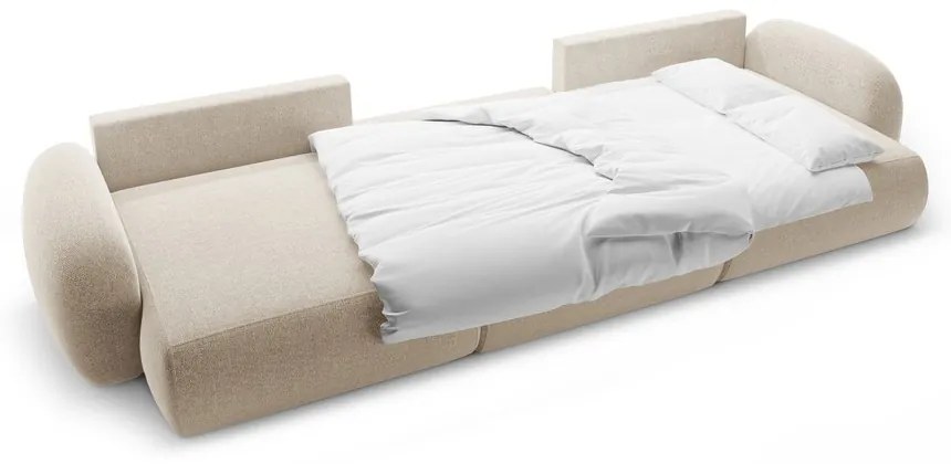 Бежов шенилов сгъваем/с място за съхранение ъглов диван (U форма) Tonale – Cosmopolitan Design