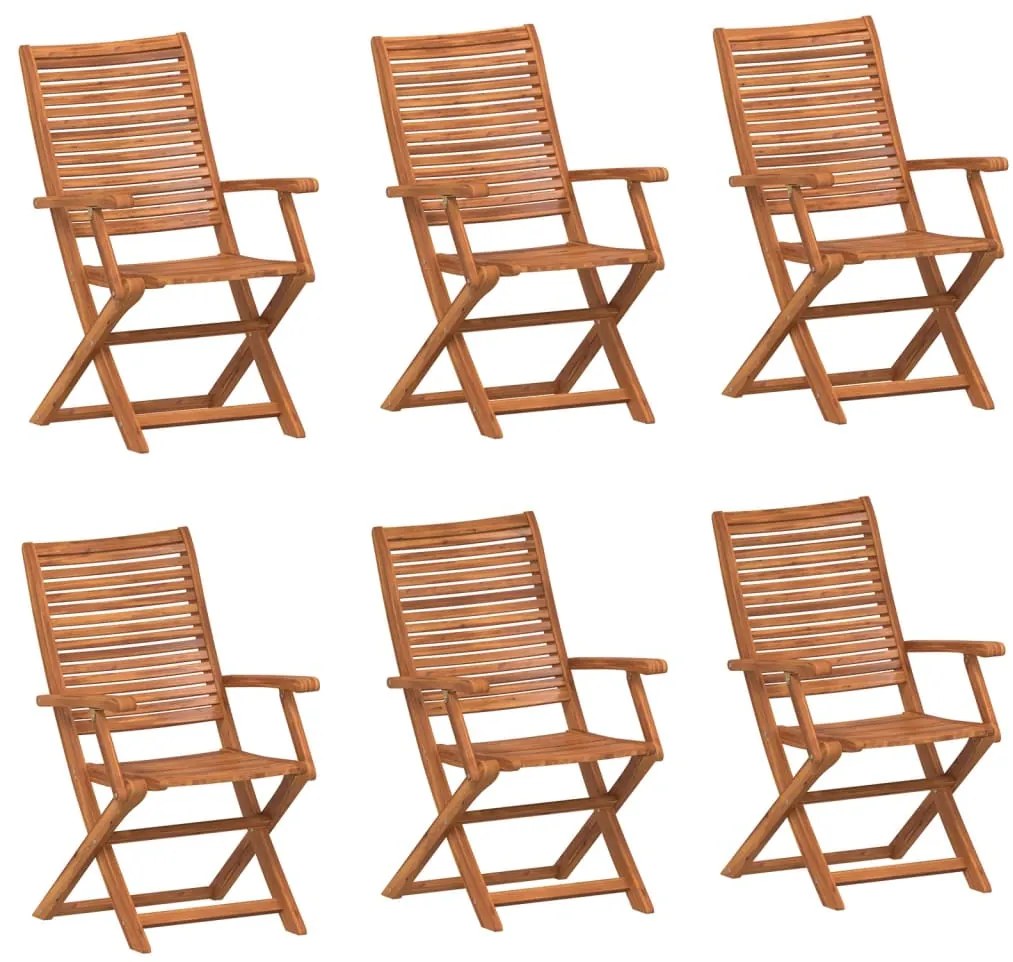 3214475 vidaXL Сгъваеми градински столове, 6 бр, 57x66x95 см, акация масив