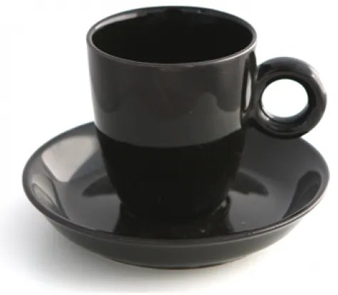 Порцеланова чаша с чинийка Черна DY0796 60ml.