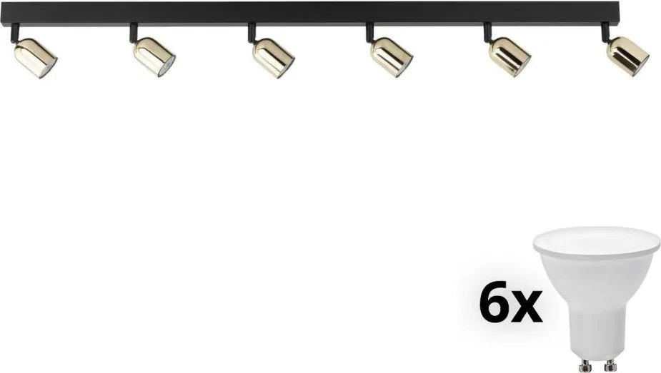 LED точково осветително тяло TOP 6xGU10/10W/230V черно/златно