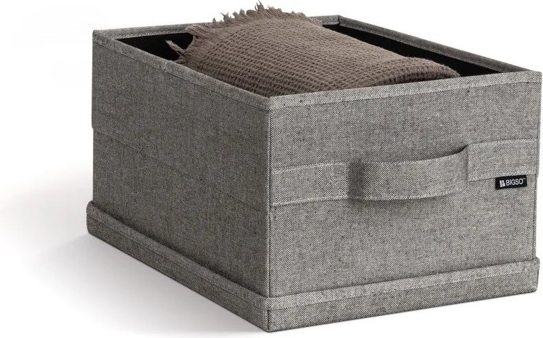 Сива текстилна кутия за съхранение с капак 27x36x19 cm Soft Storage Small – Bigso