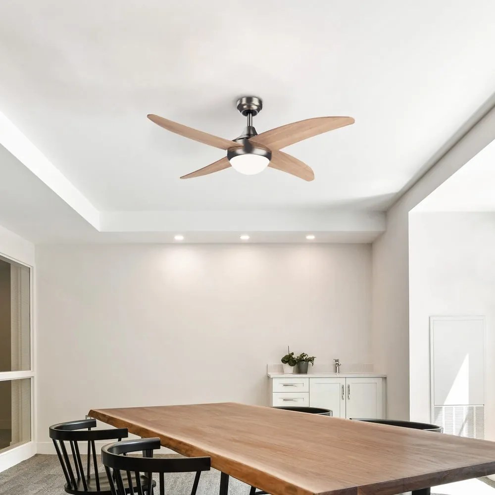 Осветително тяло за таван с таймер и вентилатор в светло естествен цвят ø 13 cm Achilia – SULION