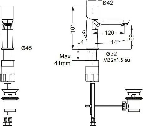 Смесител за умивалник с автоматичен клапан Res-pro Eurorama-черен