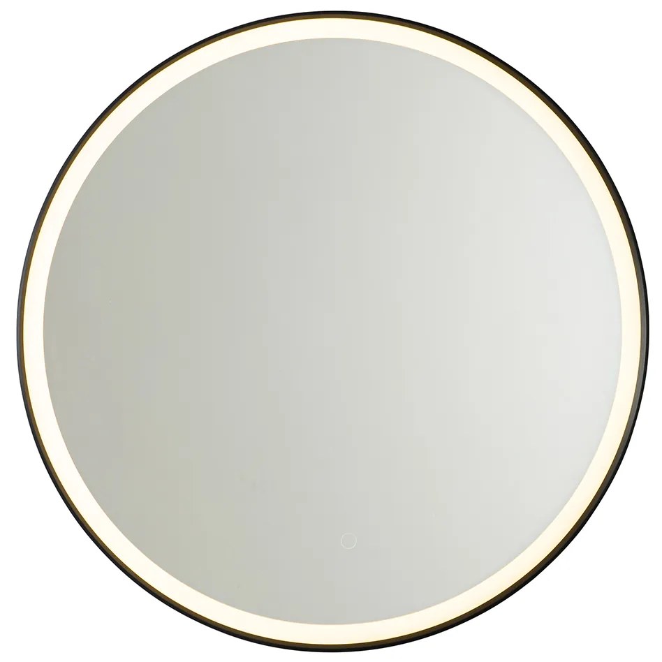 Огледало за баня черно 70 см вкл. LED 3-степенно димиране с докосване кръгло - Miral