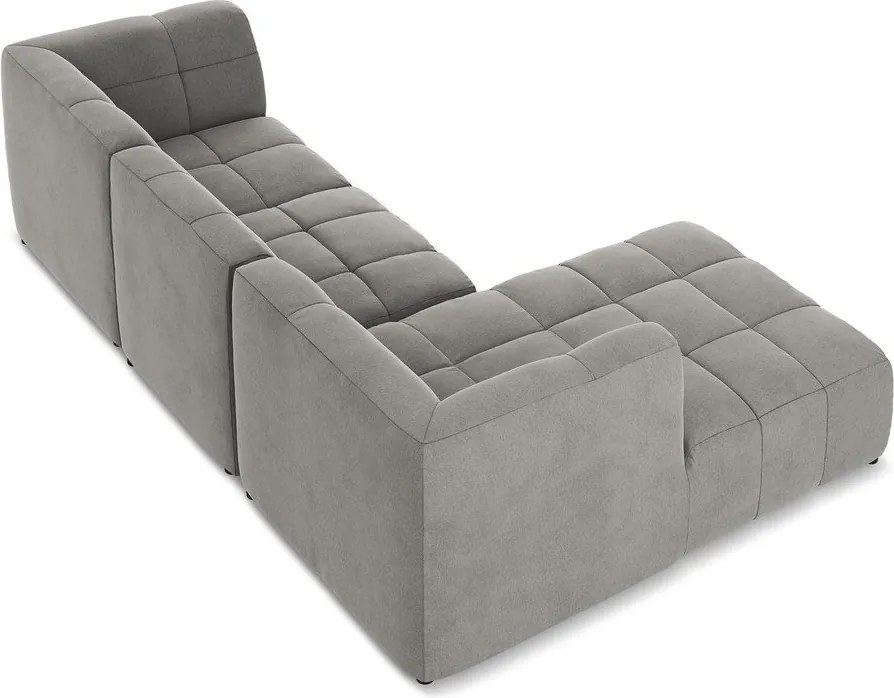 Сив кадифен ъглов диван (ляв ъгъл) Aloha – Makamii