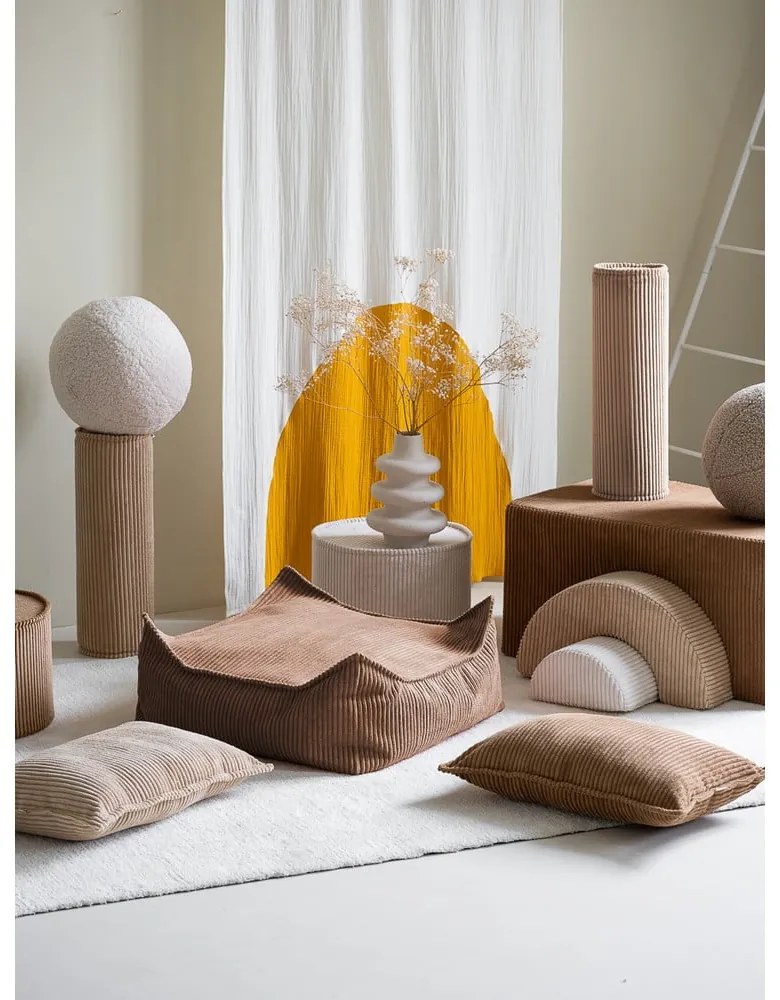 Кафяв детски пуф от рипсено кадифе Square – Wigiwama