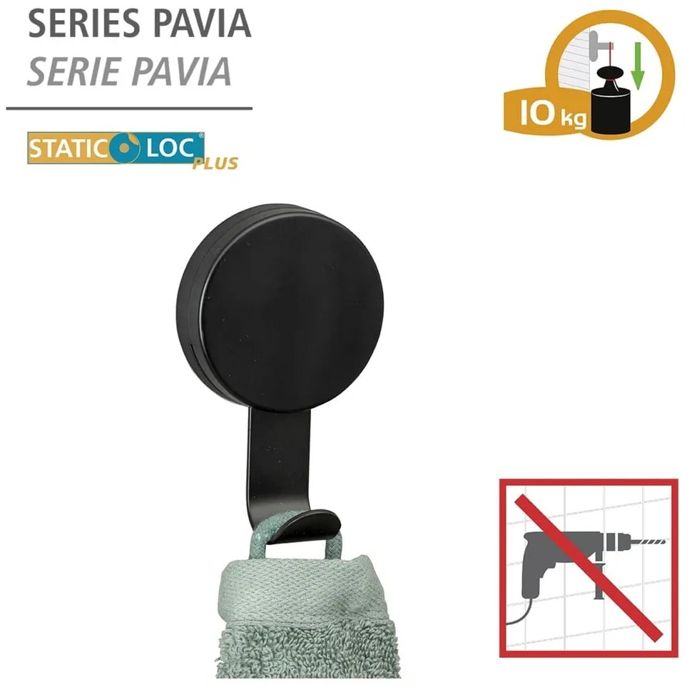 Комплект от 2 черни куки за кърпи Pavia - Wenko