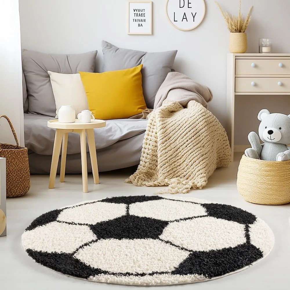 Черно-кремав детски килим ø 100 cm Fun – Ayyildiz Carpets