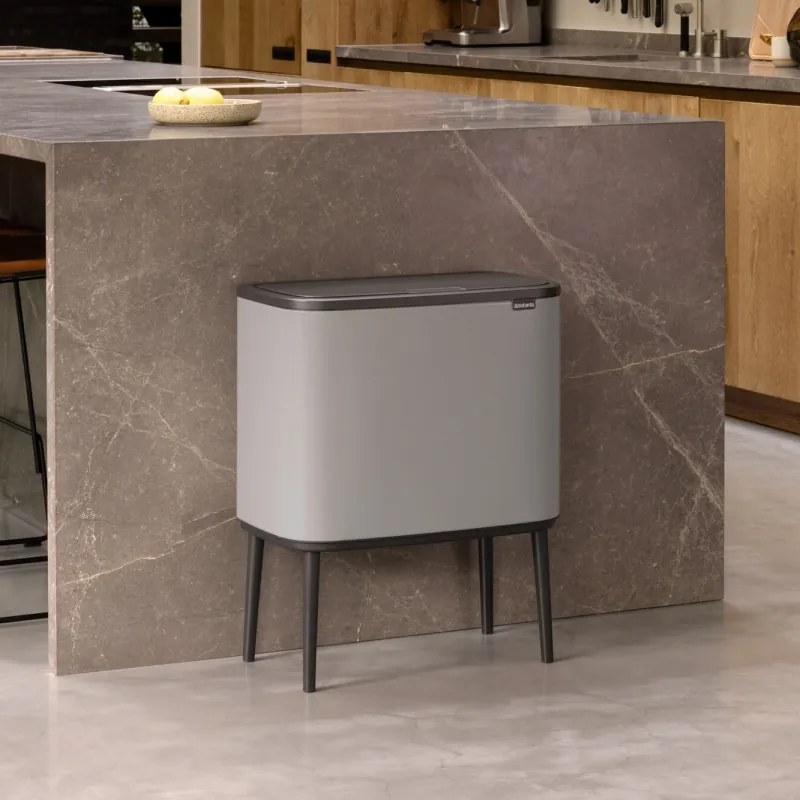 Кош за боклук Brabantia Bo Touch 1010451, 36 л, Плавно и безшумно отваряне, Голям отвор, Светлосив