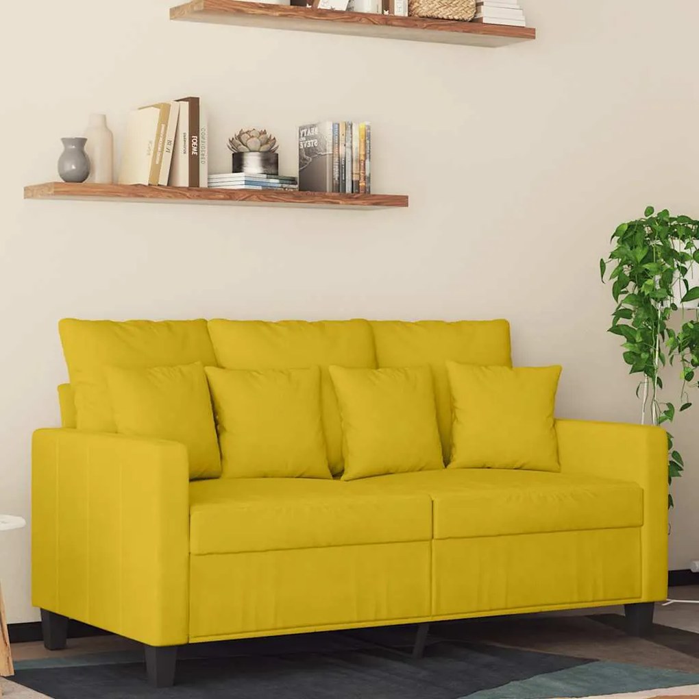 359299 vidaXL 2-местен диван, жълт, 120 см, кадифе