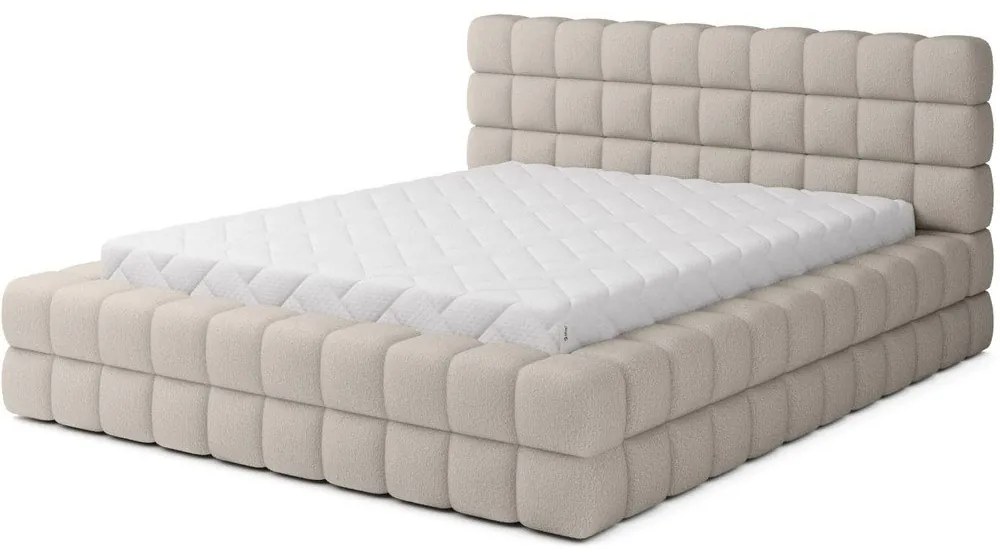 Бежово двойно легло 160x200 cm тапицирано с място за съхранение с включена подматрачна рамка Dizzle – ELTAP