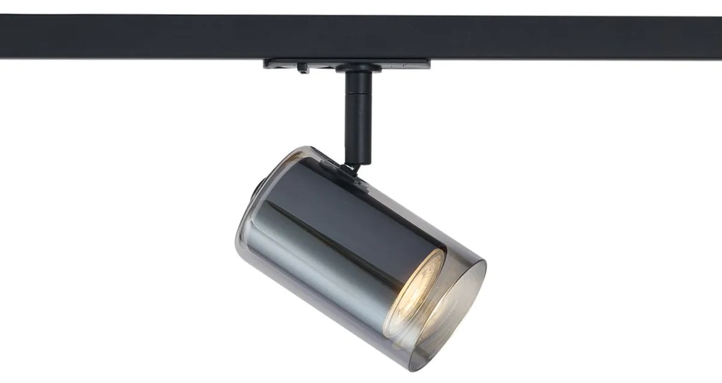 Модерен прожектор черен с димно стъкло за 1-фазна релсова система - Iconic Lloyd
