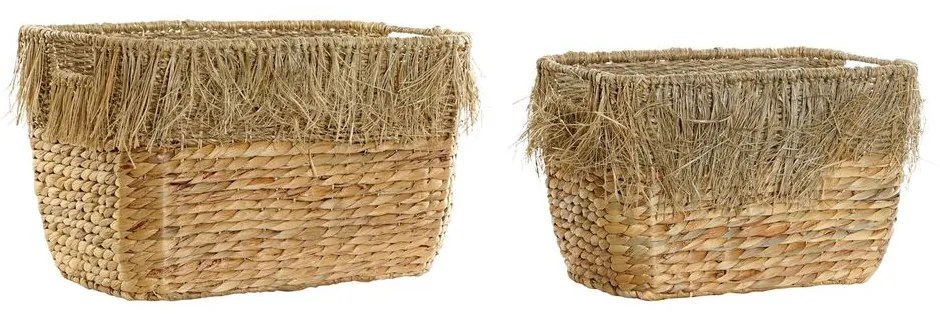 Игра на Кошници DKD Home Decor Кафяв Ресни (35 x 25 x 24 cm) (2 pcs) (40 x 30 x 26 cm)