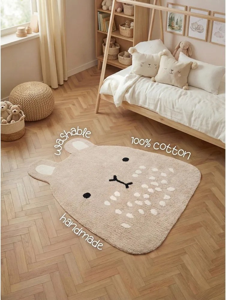 Бежов памучен детски килим подходящ за пране/ръчно изработен 120x152 cm Snuggle Pucki – Hanse Home