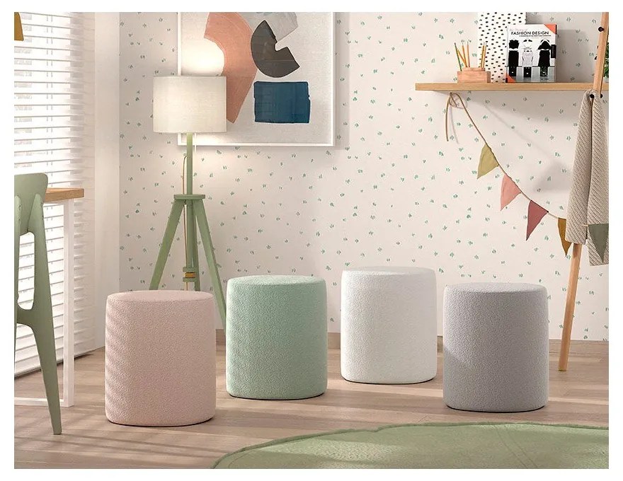 Светлозелен детски пуф от плат букле MOON - Vipack