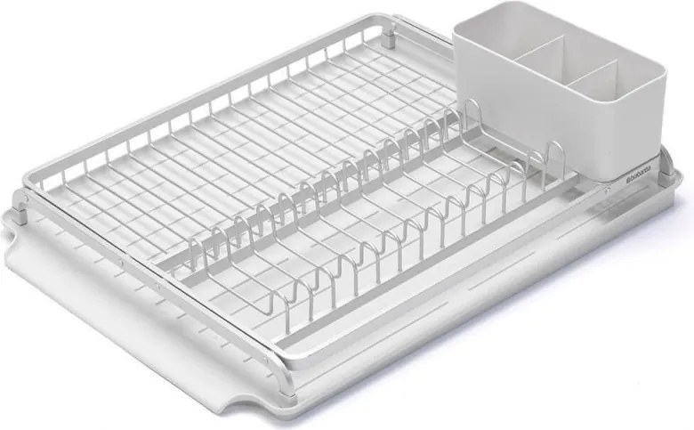 Разопакован: Сушилник за съдове Brabantia Sinkside 1000205, Тава за отцеждане с наклон, Поставка за прибори, Светлосив