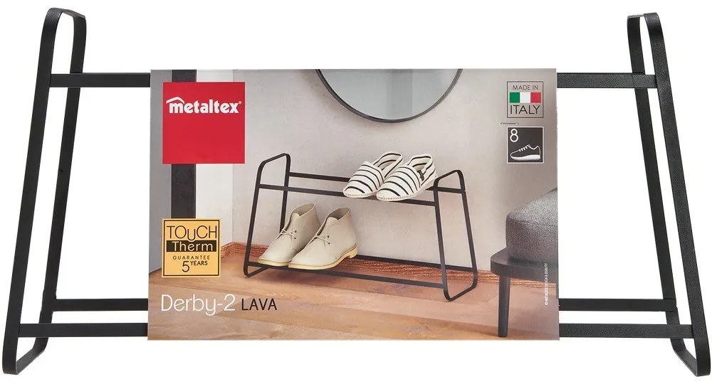 Черна двуетажна етажерка за обувки Derby - Metaltex