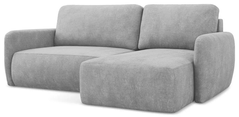 Светлосив шенилов разтегателен ъглов диван с място за съхранение (десен ъгъл) Lilo – Makamii