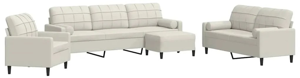 3278469 vidaXL Мека мебел от 4 части с възглавници и болстери кремав кадифе