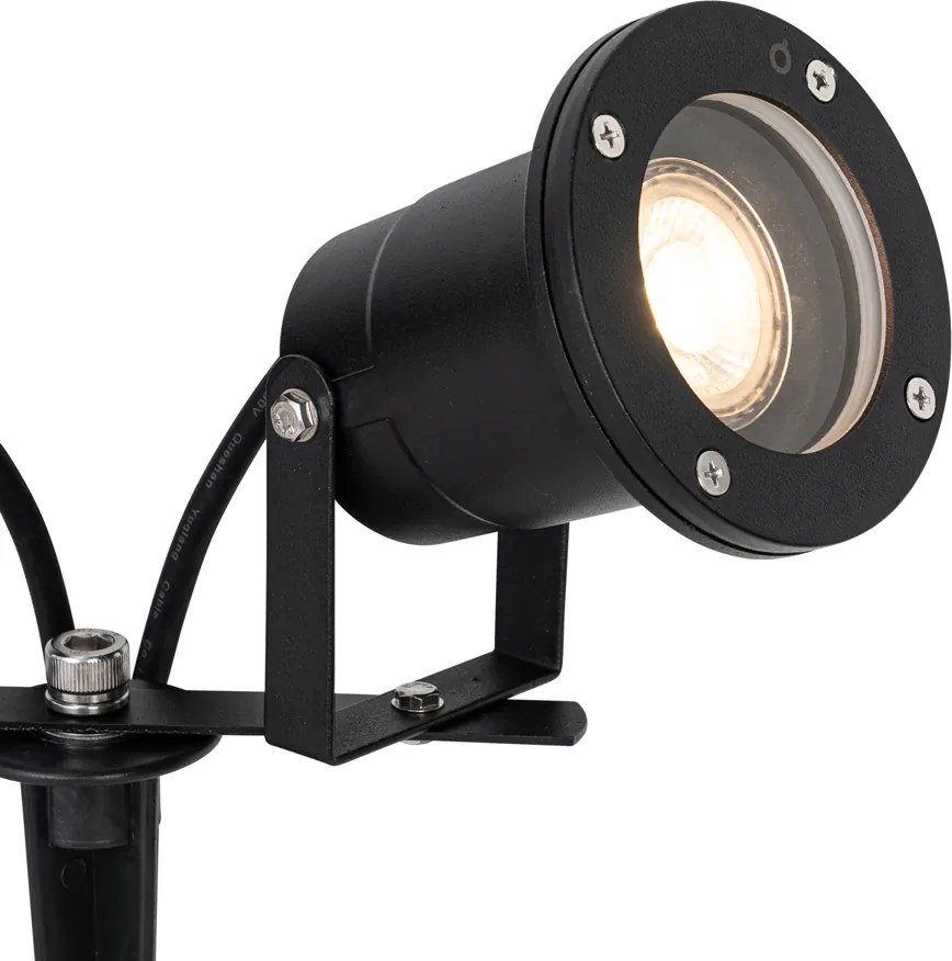 Градински прожектор черен с кабел и щепсел 2-светлинен IP65 - Basic