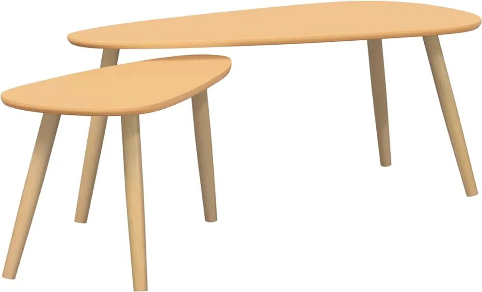 244733 vidaXL Комплект кафе маси, 2 части, иглолистна дървесина масив, кафяв