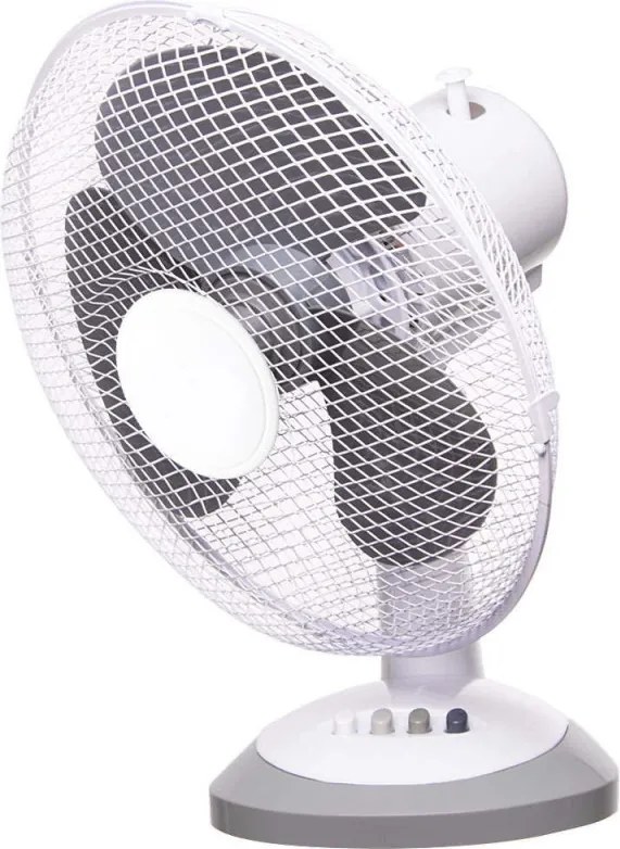 Настолен вентилатор Rosberg R51760B12, 30W, 30 см, 3 степени, Накланяне, Сив/бял